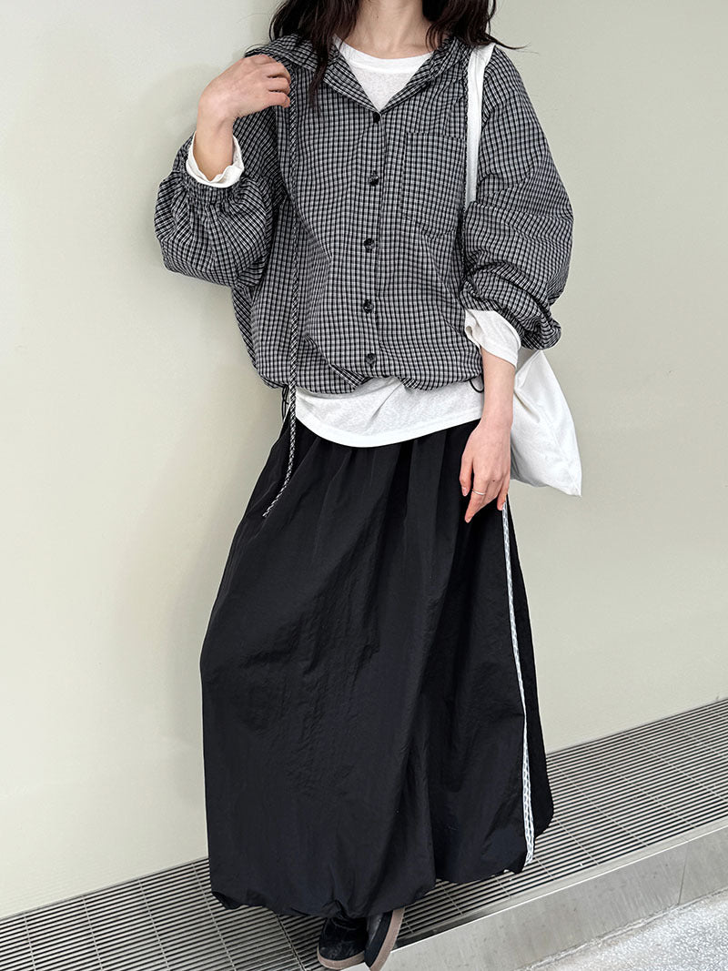 Luxi, Korean retro hooded plaid shirt women's spring new casual loose lazy versatile coat 3530