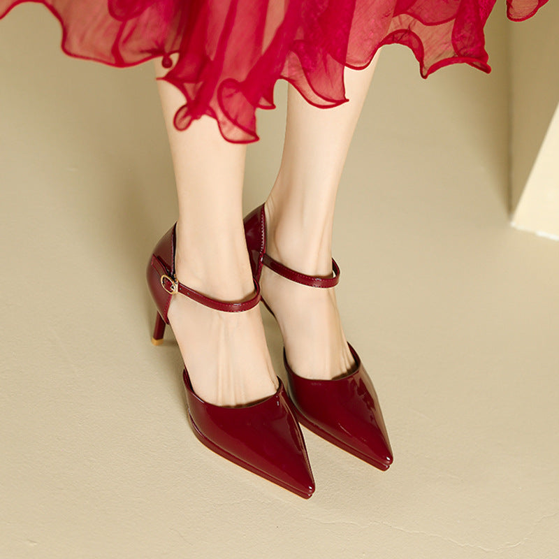 2025 8088-10A pointed-toed stiletto high-heeled shoes for women with bag head hollow high-heeled sandals waterproof table single shoes for women