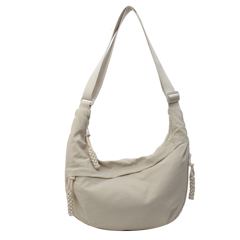 XIANGTUIBAO Spring New All-Match Shoulder Bag Travel Messenger Bag Washed Wrinkled Nylon Retro Casual and Lightweight Dumpling Bag