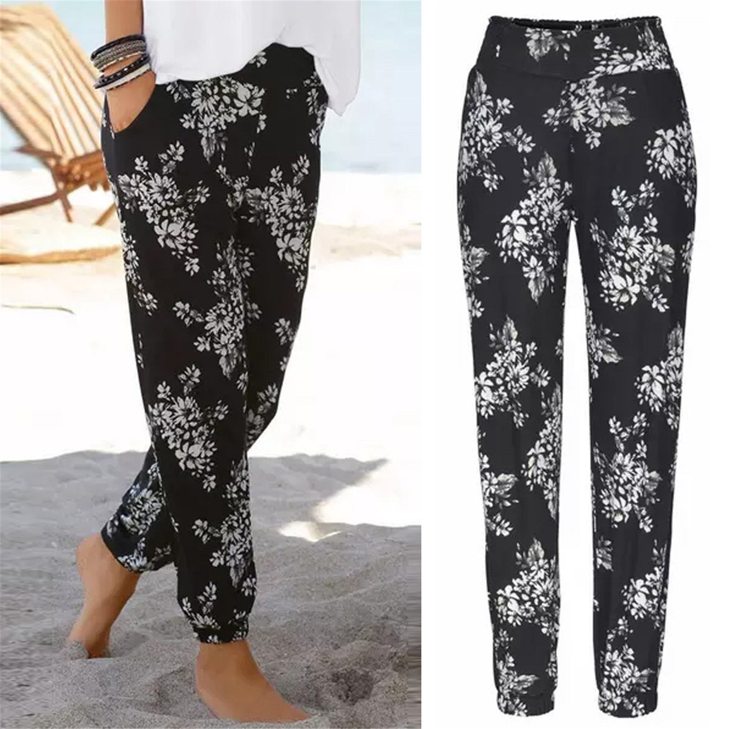 xiangtuibao Women's Casual Trousers Foreign Trade Popular Style Printed Trousers Street Fashion Straight Pants Casual Women Factory Direct Sales