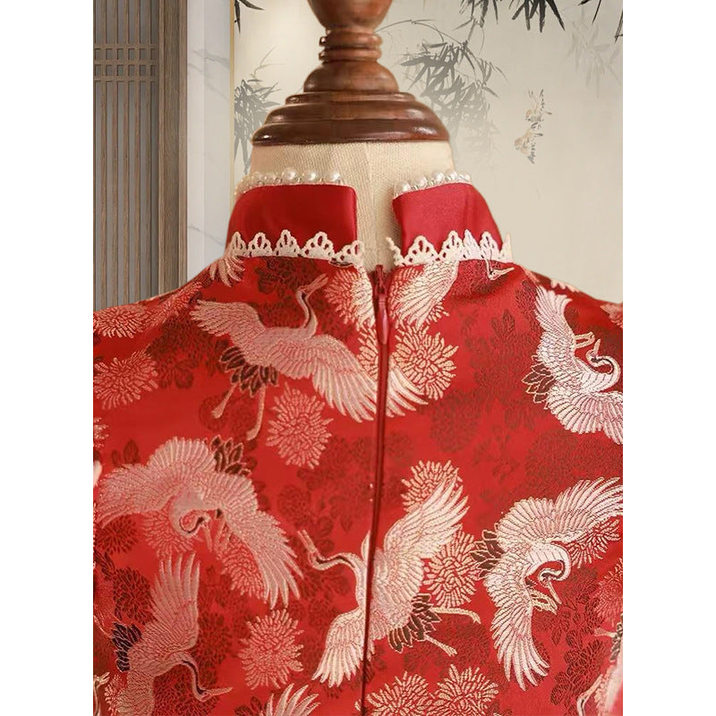 Xiangtuibao One Year Old Celebration Dress Chinese Style Girl's One-Year-Old Crown Dress Baby Girl's National Style Red Baby Zhuazhou Cheongsam High-End Dress