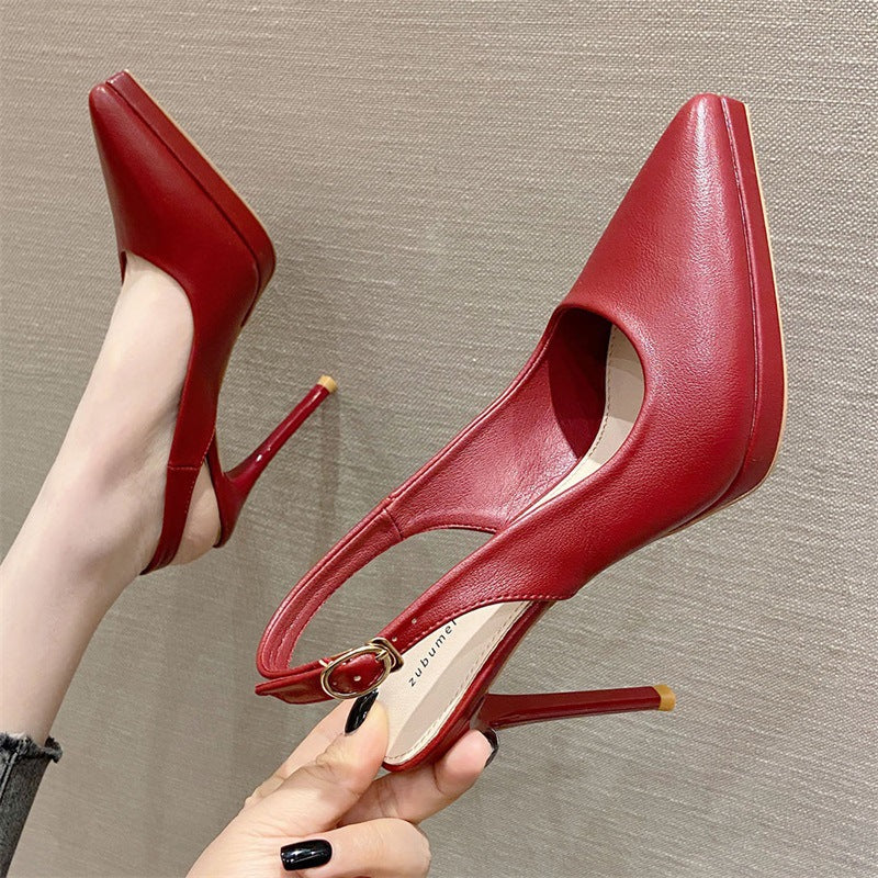 2025 1088D bag head empty high heels 2025 new pointed thin heels single shoes women's Korean version simple temperament sandals