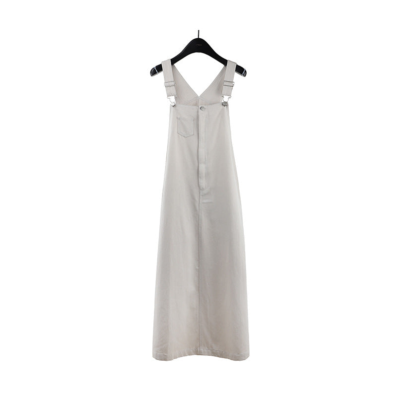 2025 THE MIND Tencel cotton denim strap skirt 2025 spring and summer new Korean version medium and long suspender dress T088