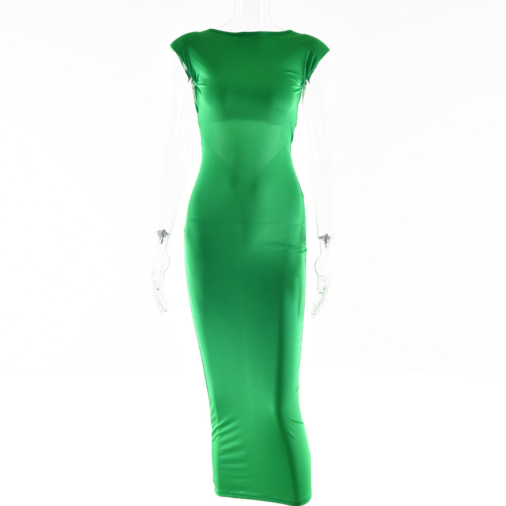2025 New women's clothing sexy tight backless hollow design long dress street hipster temperament waist dress summer