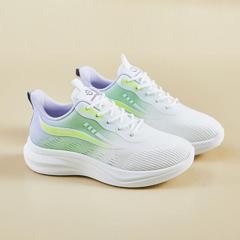 2025 ins tide Korean version of flying woven sports shoes for women's spring new student running casual height increase street shot FZ6602