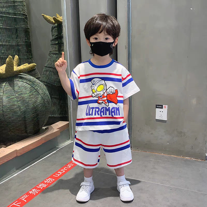 xiangtuibao Boys' Summer Handsome Set Boys' Short-Sleeved Shorts Clothes New Children's Summer Clothing Boys' Summer Trend