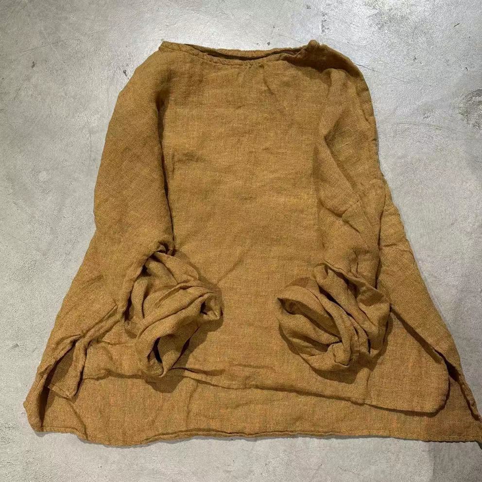 2025 24/1/SN05 Literary and casual yarn-dyed craft linen crew neck pullover