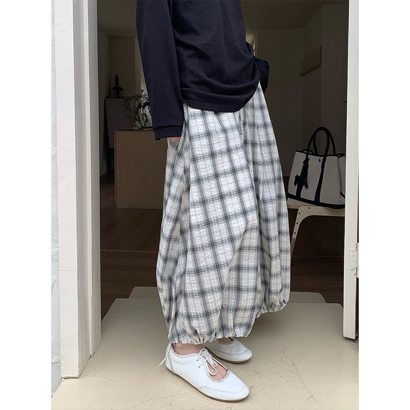 2025 THE MIND plaid cotton bud skirt 2025 summer new Korean version casual versatile high waist skirt T286
