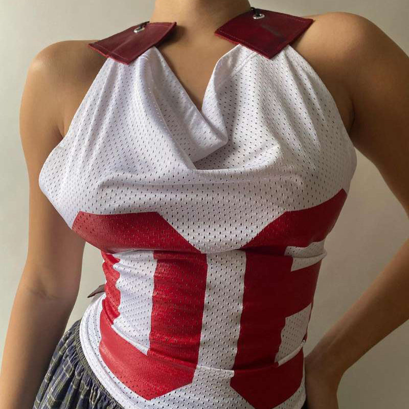 popular summer new women's clothing personalized fried street Spice Girls slim backless lace-up small sling vest