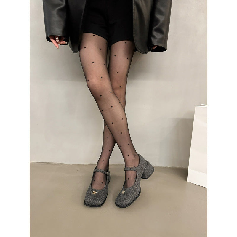 2025 High heels evening shoes children popular new popular wedding shoes high sense thick heel Internet celebrity Mary Jane shoes