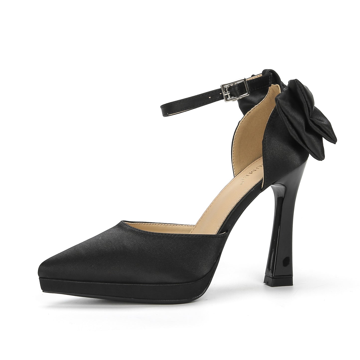 2025 105-2 Bow pointed stiletto high heels waterproof table not tired feet single shoes women's word hollow high heel sandals