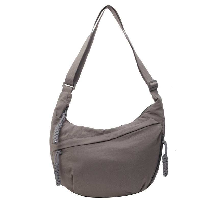 XIANGTUIBAO Spring New All-Match Shoulder Bag Travel Messenger Bag Washed Wrinkled Nylon Retro Casual and Lightweight Dumpling Bag