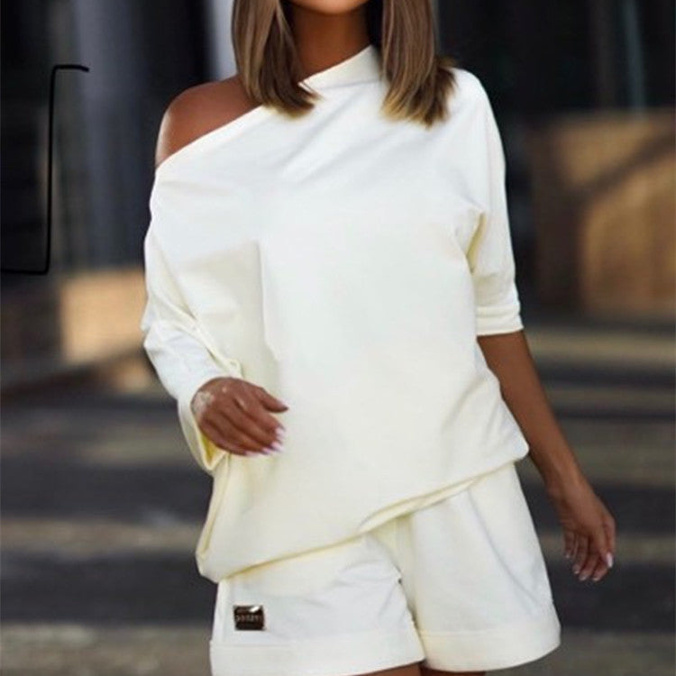 XIANGTUIBAO Popular trade women's clothing trend fashion sweater pants set one-word collar off-the-shoulder loose two-piece set new