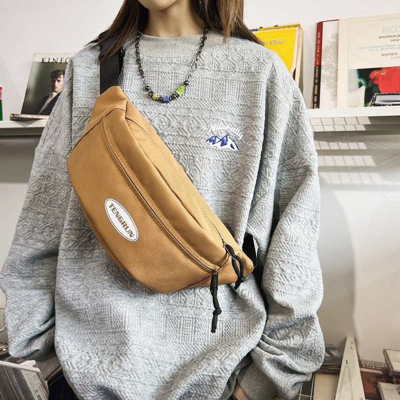 XIANGTUIBAO Mobile Phone Waist Bag Trendy Brand Men's Chest Bag Japanese Style Simple Lightweight Small Shoulder Bag Women's Casual Sports Messenger Bag Men