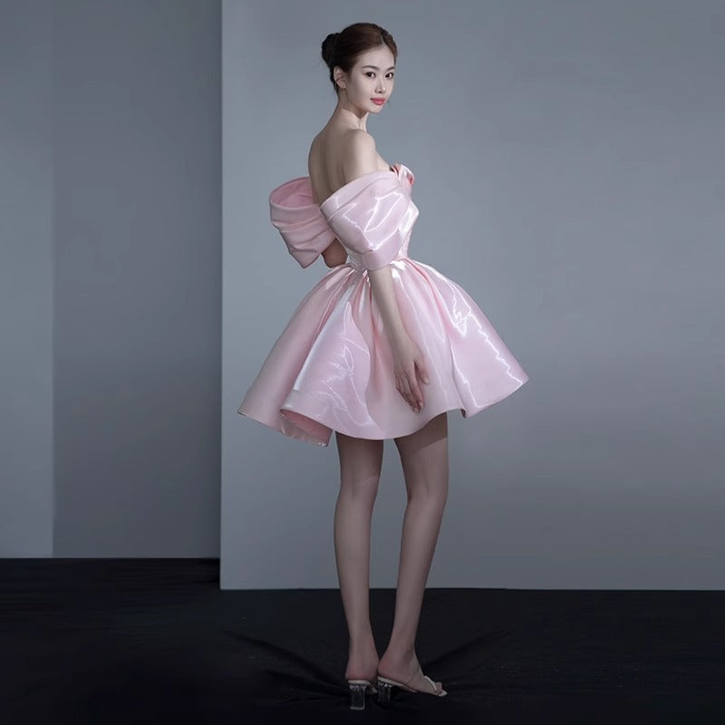2025 Evening Dress New Temperament Celebrity Banquet Birthday Party One Shoulder Princess Short Skirt Spring