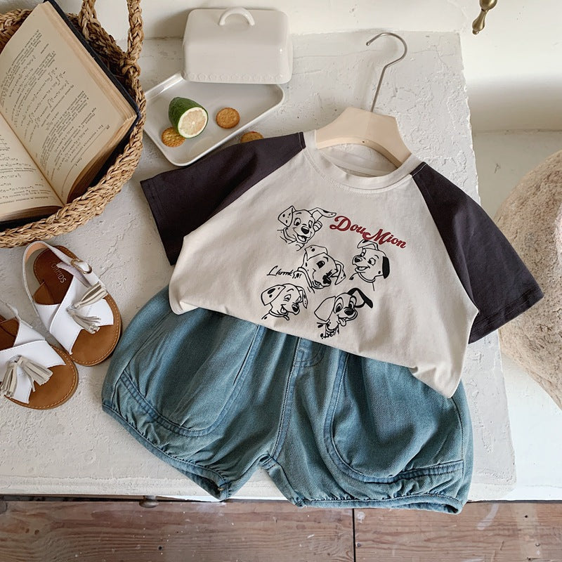 xiangtuibao Boys' Shorts Baby Pants New Children's Middle Pants Summer Loose Jeans Fashion Children's Cropped Pants