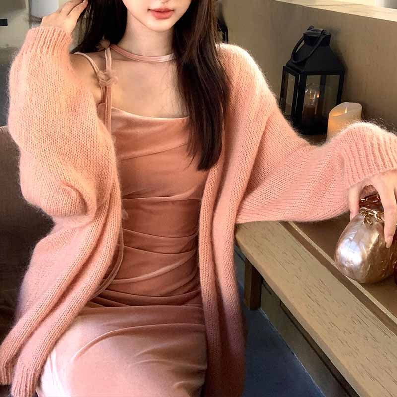 2025 Thirteen Lines popular Autumn New Korean Edition Mohair Knitted Cardigan Versatile Sunscreen Blouse 23228