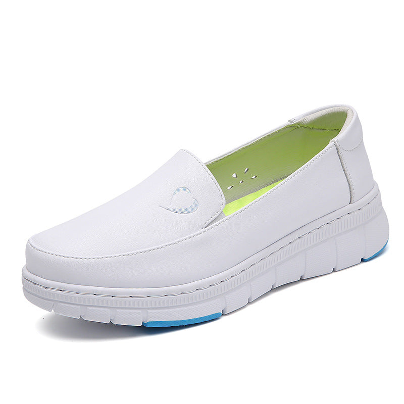 XIANGTUIBAO Nurse Shoes Women's Genuine Leather Women's Soft Bottom Breathable Deodorant Flat Non-Slip Hospital Work Shoes in Stock Wholesale Foreign Trade Cross-Border
