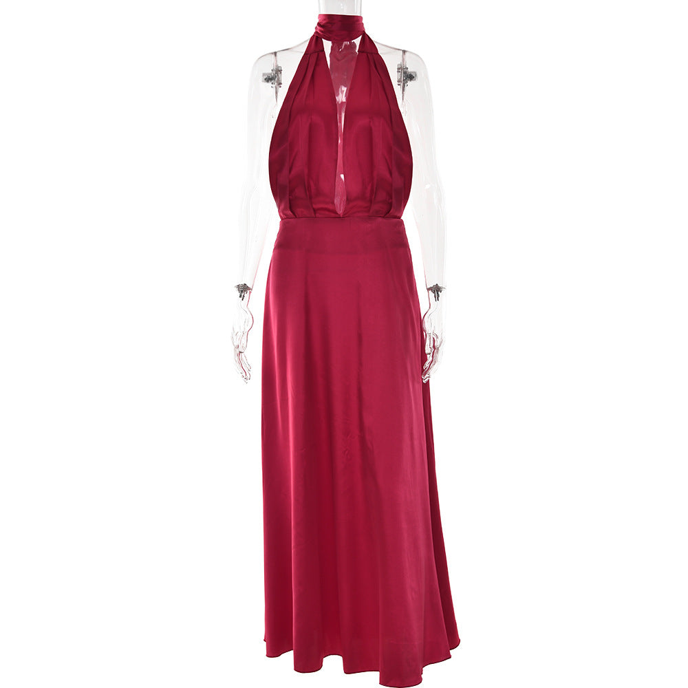 2025 New women's clothing summer new nightclub style Spice girl evening dress neck backless sexy dress
