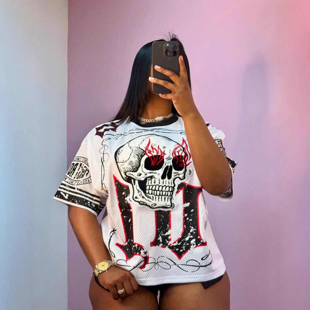 Popular, summer new women's clothing New Popular trade fashion sexy trend letter printing round neck loose short sleeve wholesale