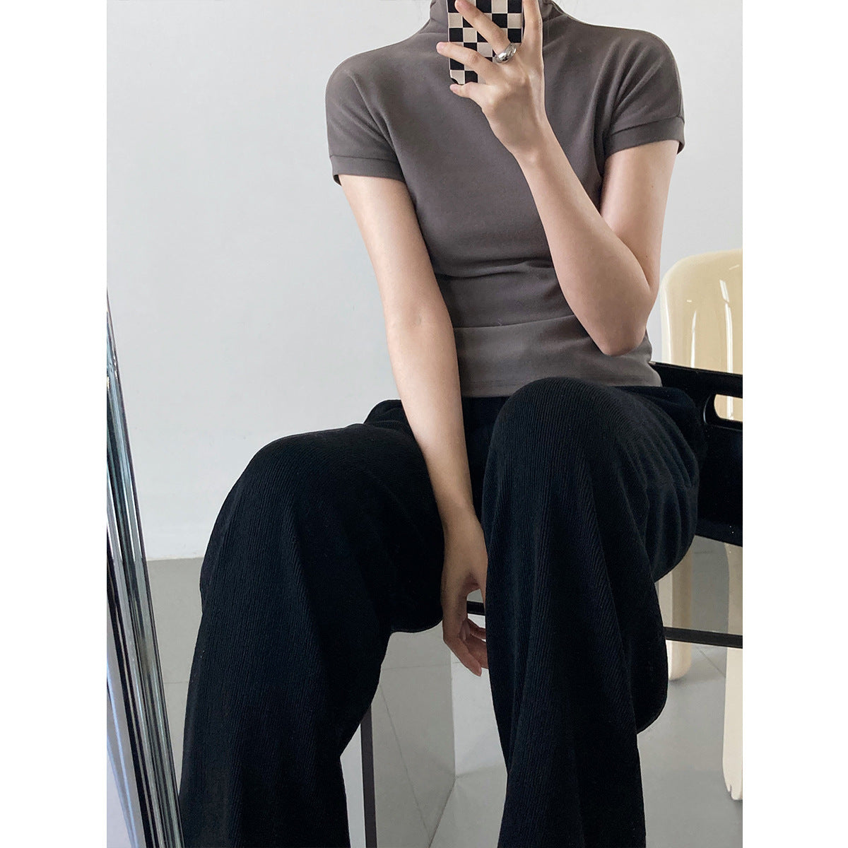 Luxi texture pleated wide-leg pants women's autumn thin floor-mopping pants high waist drape straight casual pants 2251