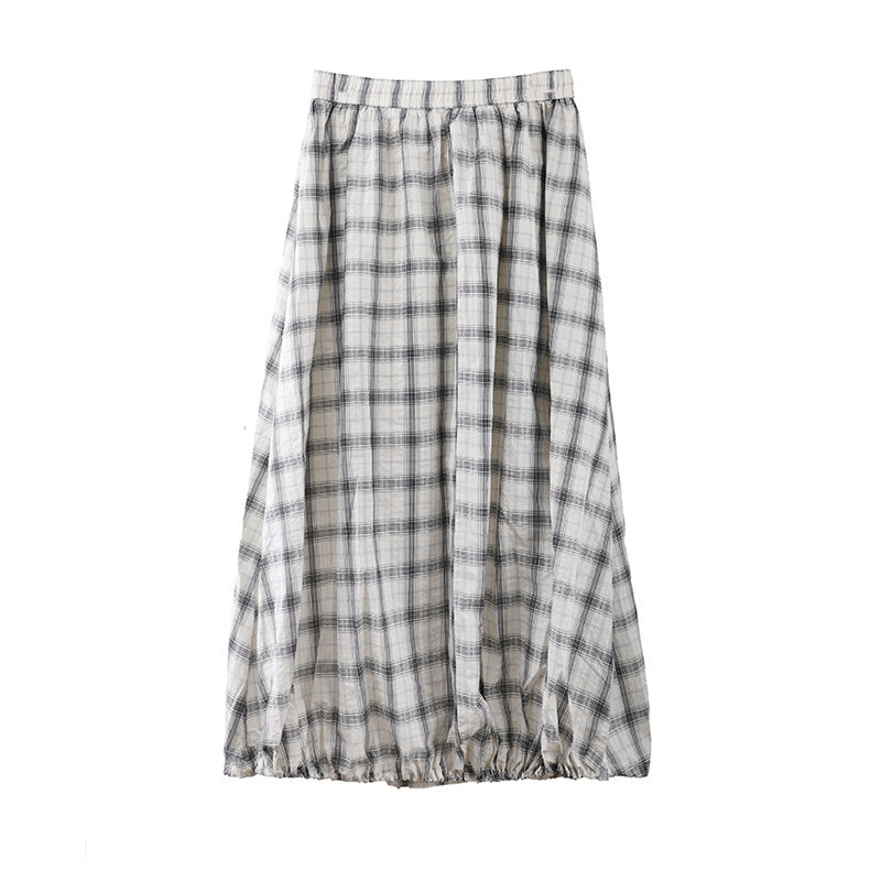2025 THE MIND plaid cotton bud skirt 2025 summer new Korean version casual versatile high waist skirt T286