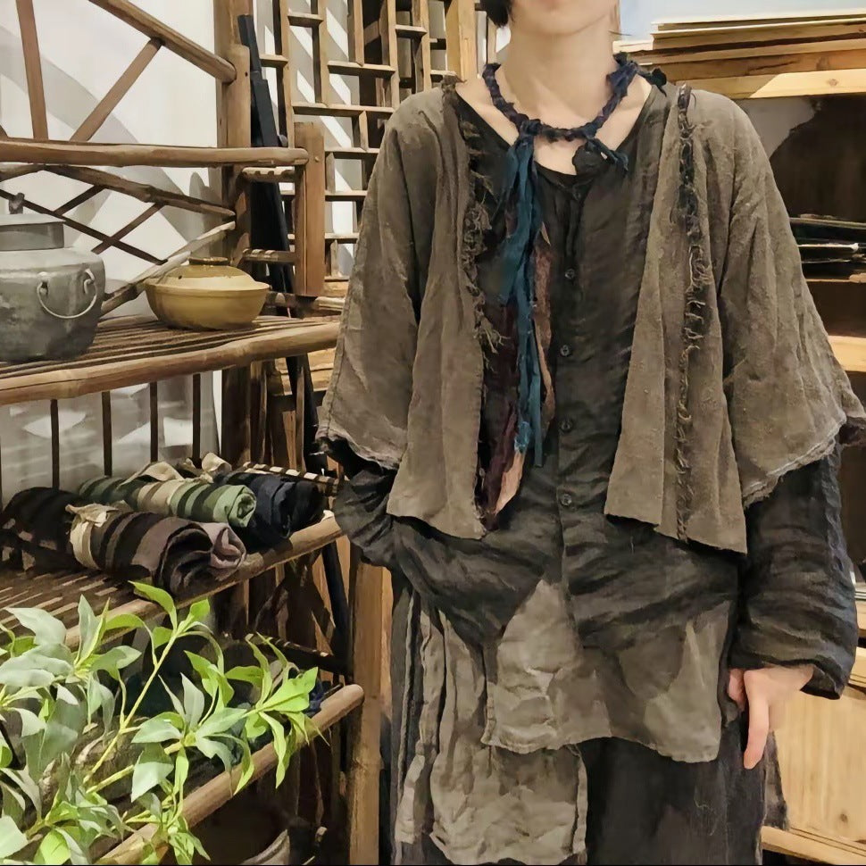 2025 24/6 SN73 vintage tussah silk cardigan jacket