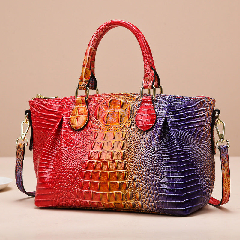 2025 Tote bags New hot sale, high-end women's bags, large-capacity colorful crocodile pattern handbags, fashionable commuter bags, women