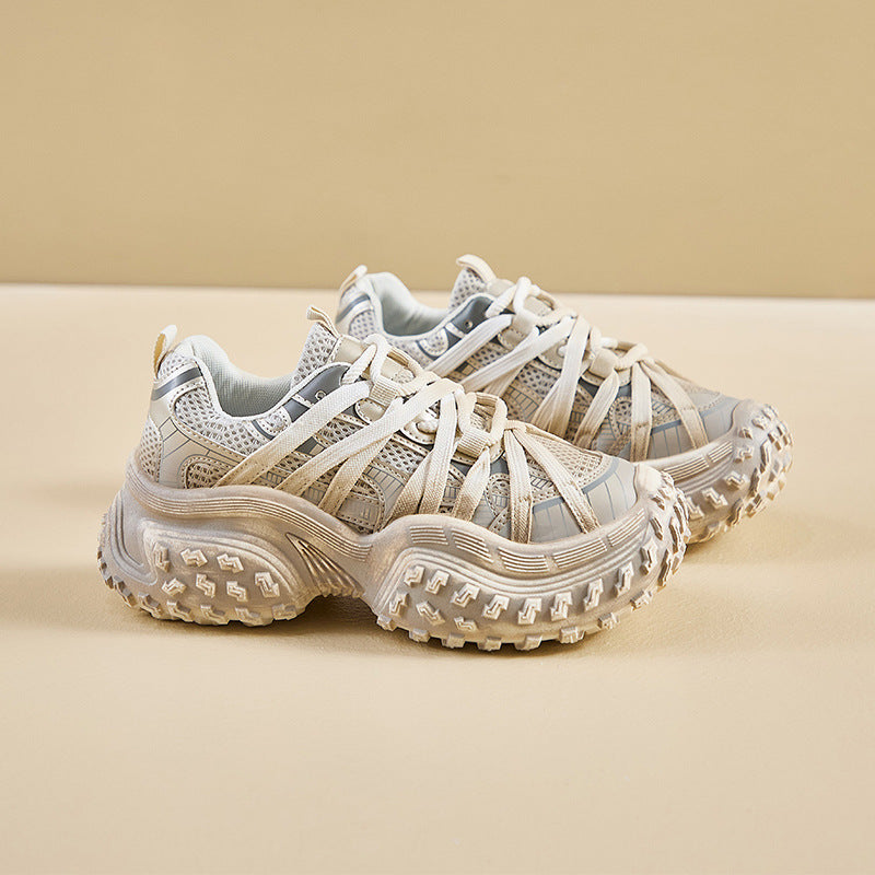 2025 ins Korean version of the new dad shoes girl spring student running sports thick sole height increase casual street shot M-91