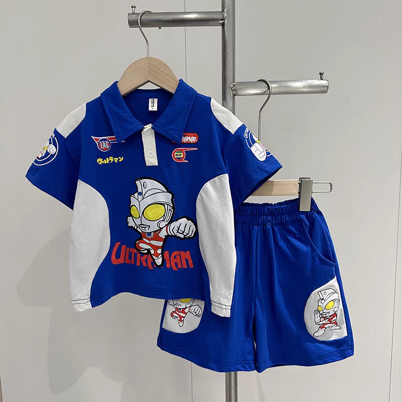 xiangtuibao Boys' Summer Handsome Set Boys' Short-Sleeved Shorts Clothes New Children's Summer Clothing Boys' Summer Trend