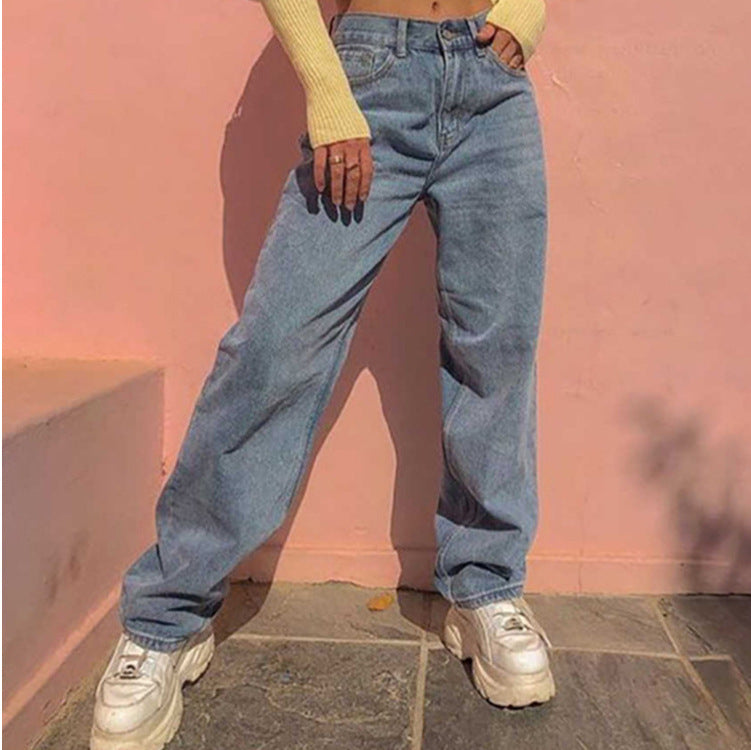 2025 2025 Popular trade New supply Classic retro casual wide-leg jeans women