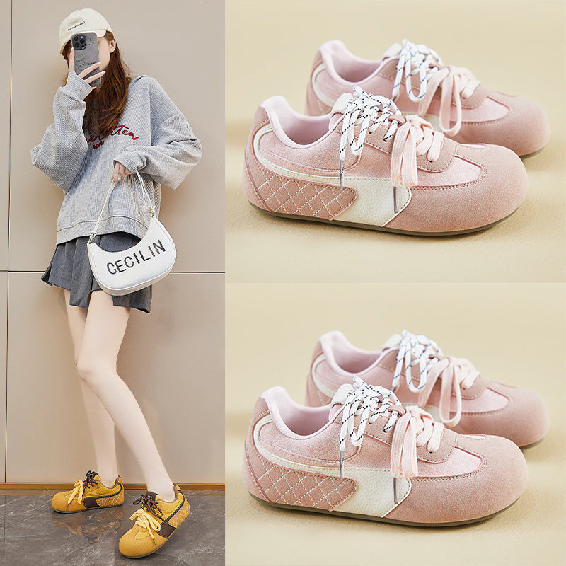 2025 ins Korean version of the new retro German training little white shoes for women's spring students thick-soled heightening casual shoes street shot S01