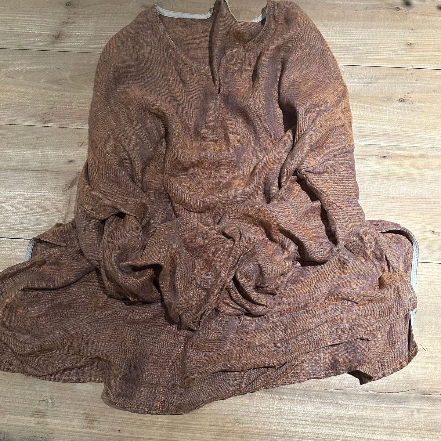 2025 24/6 SN69 literary and casual linen solid color thin long-sleeved jumper