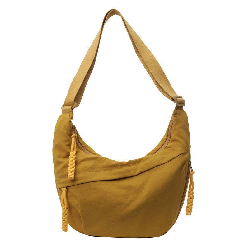 XIANGTUIBAO Spring New All-Match Shoulder Bag Travel Messenger Bag Washed Wrinkled Nylon Retro Casual and Lightweight Dumpling Bag