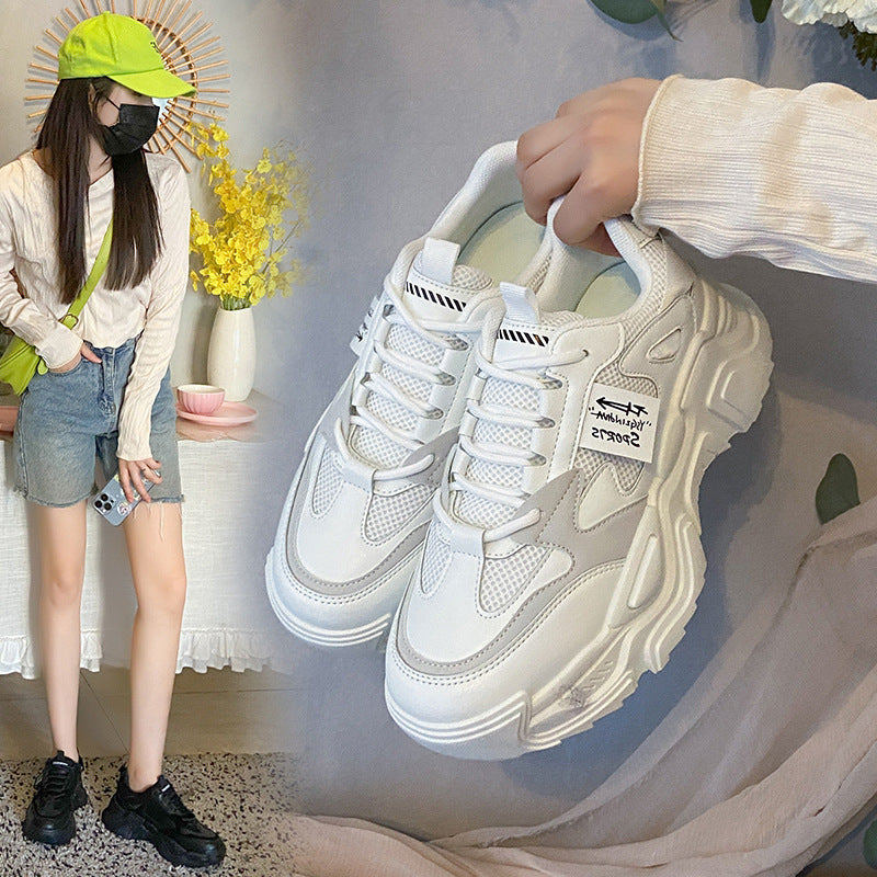 2025 ins Korean version of the new dad shoes for women spring student versatile sports shoes street shooting casual heightening shoes K819