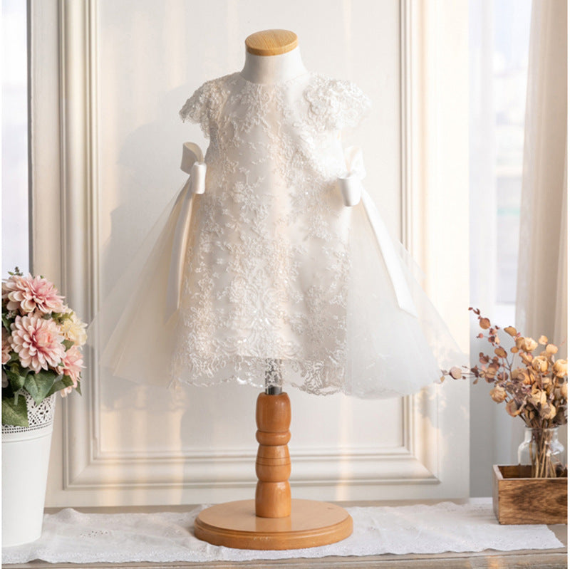 Xiangtuibao Baby Girl's Lace Princess Dress Dress Tulle Tutu Children's Flower Girl's Birthday Piano Performance Dress Spring
