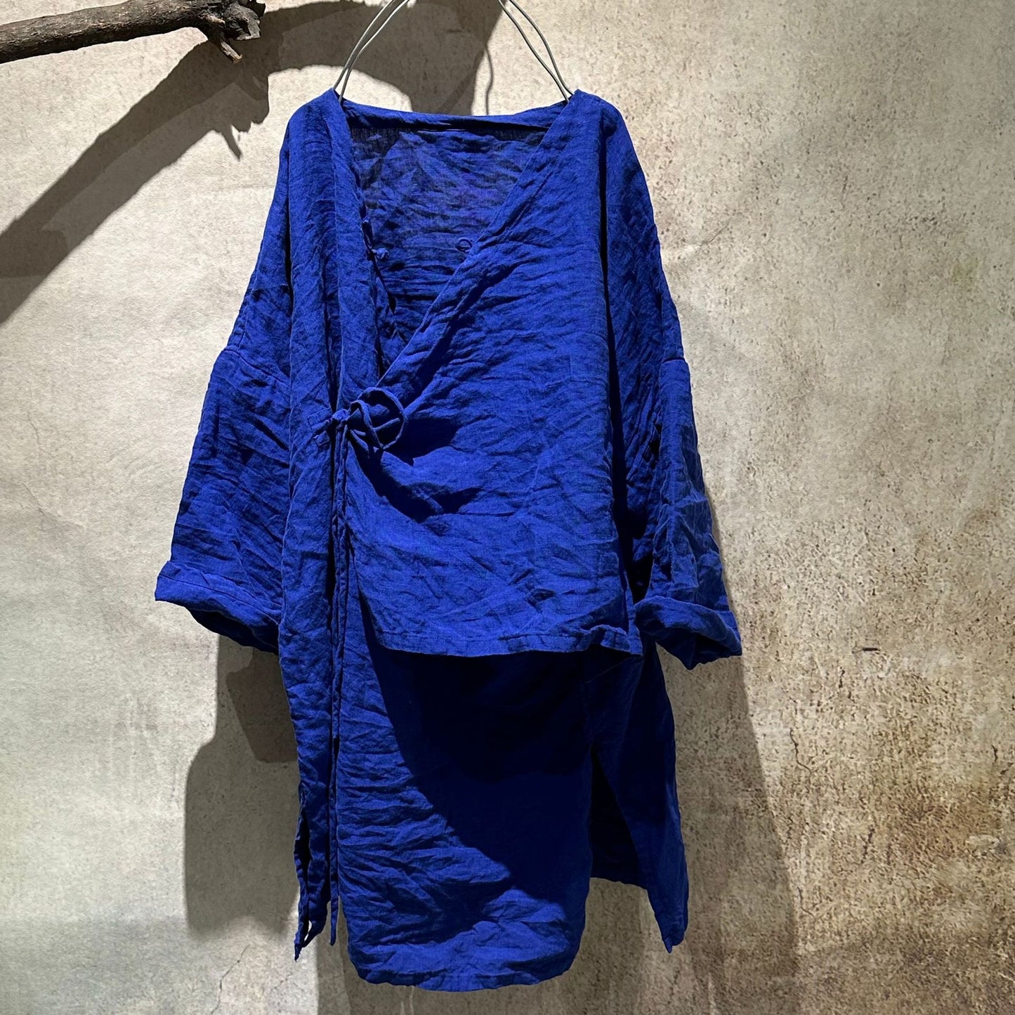 2025 25/4 Mulberry field, sand washed linen retro placket buckled medium robe