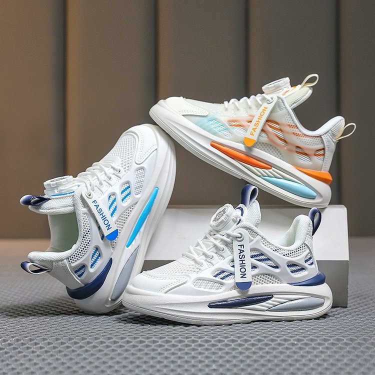 xiangtuibao Korean Style Children's White Shoes Summer New Medium and Large Children's Sneakers Mesh Breathable Boys and Girls Shoes Tide
