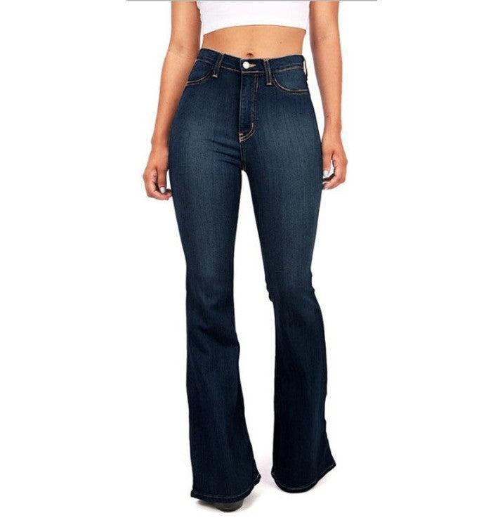 2025 2025 Popular trade high-waisted and slightly pulled jeans for women's spring and autumn wide-legged and thin long flared pants in summer