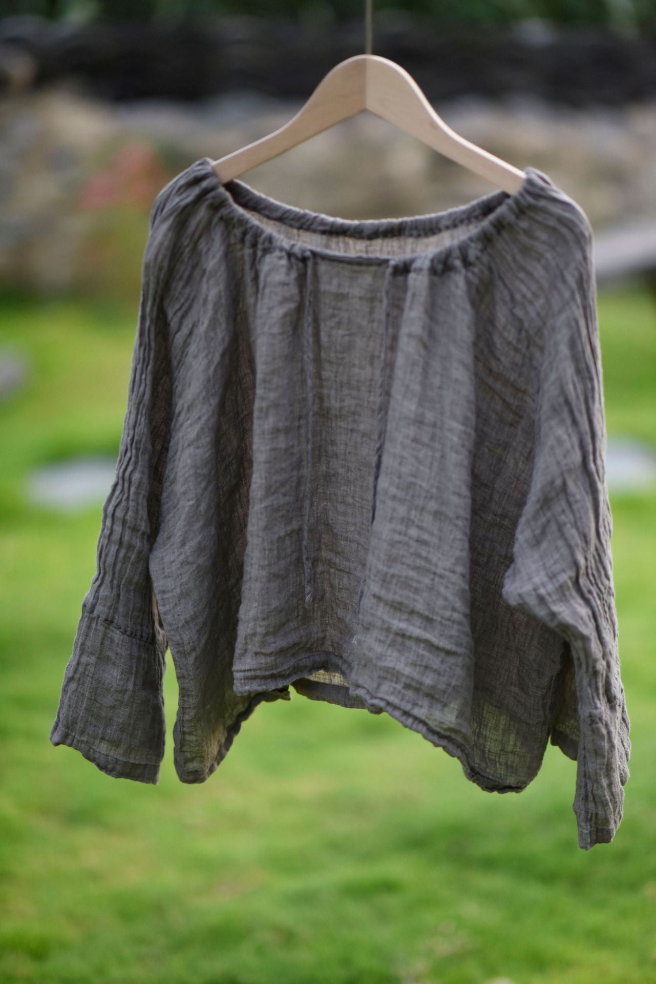 2025 22/8 Lin Shen, early autumn literary and retro texture linen crew neck drawstring loose pullover