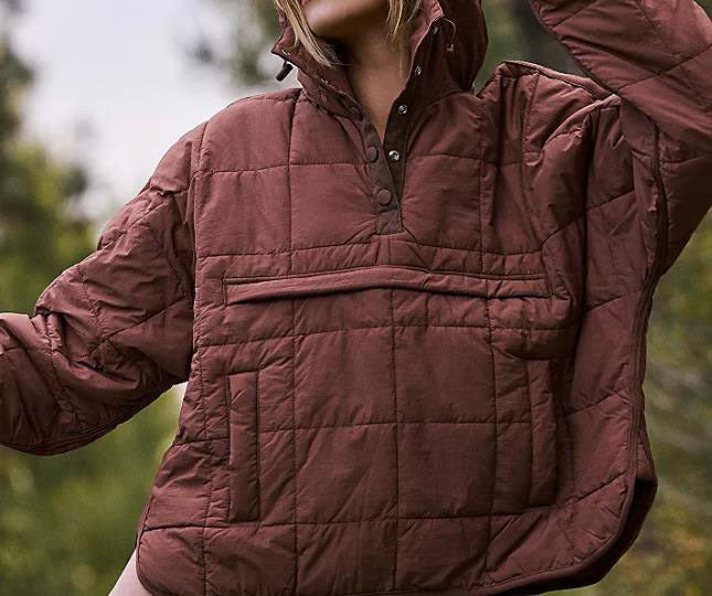 2023 Cross-border Autumn and Winter Solid Color Hooded Cotton Clothing Foldable Filled Pullover Pocket Long Sleeve Jacket Women