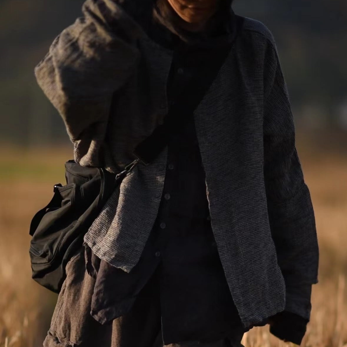 2025 Su Nian Weiyang 23/11 See you again, loose thickened ramie turtleneck cardigan button shirt in autumn and winter
