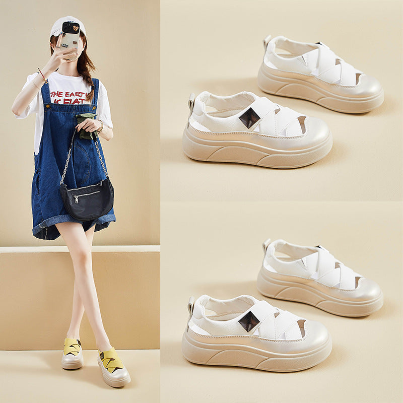 2025 summer little white shoes new Korean version ins female students height increase breathable sports board shoes casual shoes XQ-W18