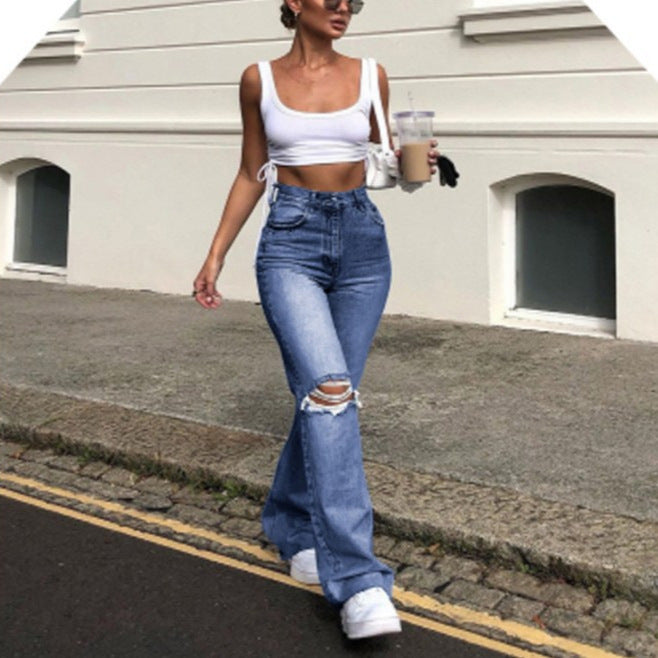 2025 2025 Popular trade independent station popular high waist wide leg jeans women