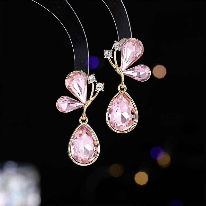 2025 Heavy Industry's new fashionable and simple water drop earrings temperament butterfly fringed earrings New light luxury stud earrings wholesale earrings