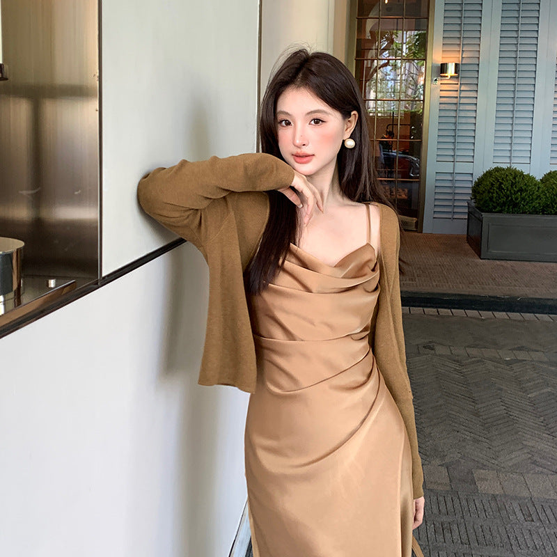 2025 Thirteen Lines popular Autumn New Korean Edition ins Solid Color Knitted Cardigan Versatile Sunscreen Blouse 25087