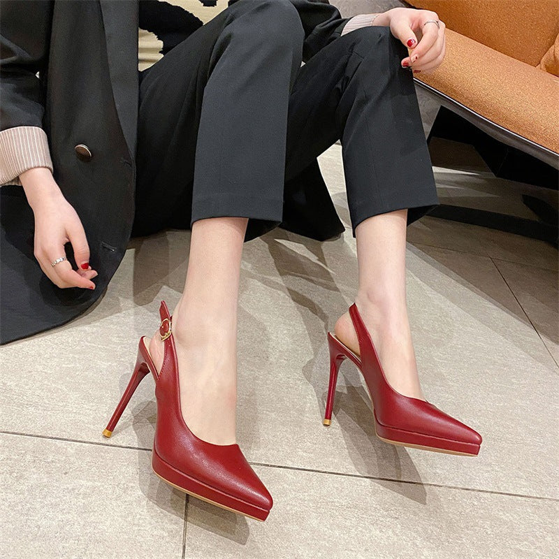 2025 1088D bag head empty high heels 2025 new pointed thin heels single shoes women's Korean version simple temperament sandals