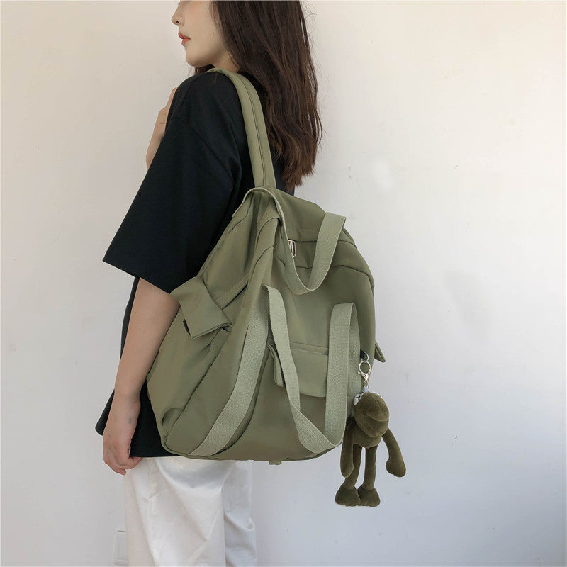 XIANGTUIBAO Solid Color Campus Schoolbag Men's and Women's Portable College Style Fashionable Simple Backpack Hong Kong Style Casual Backpack
