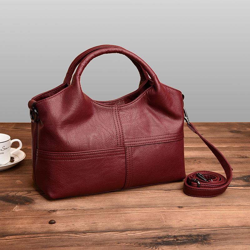 2025 bags popular autumn new high-end soft leather handbags with simple temperament middle-aged mother bags wholesale