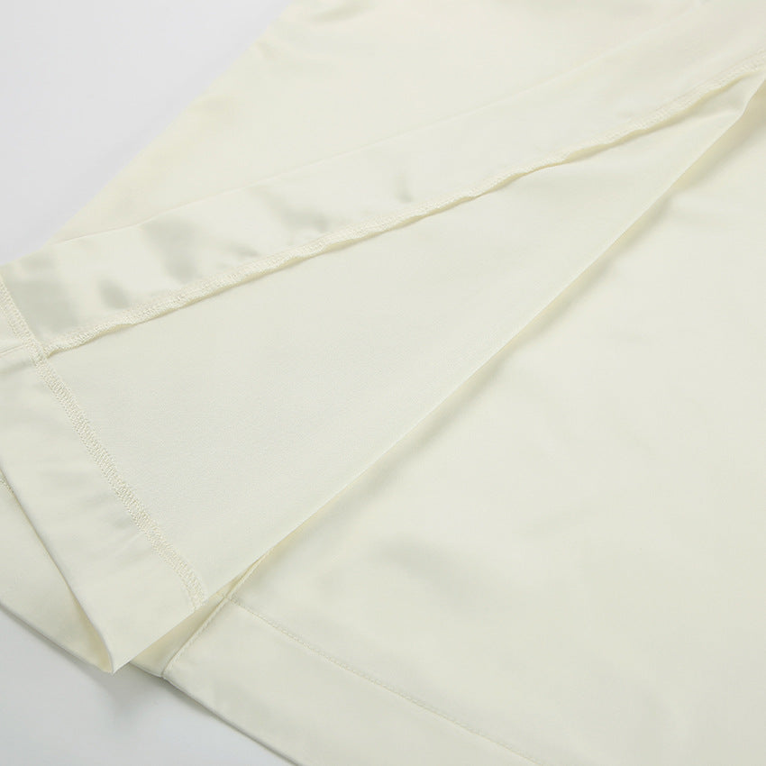 2025 Spring sexy loose straps long-sleeved dress fashion satin dress skirt New short skirt women's clothing